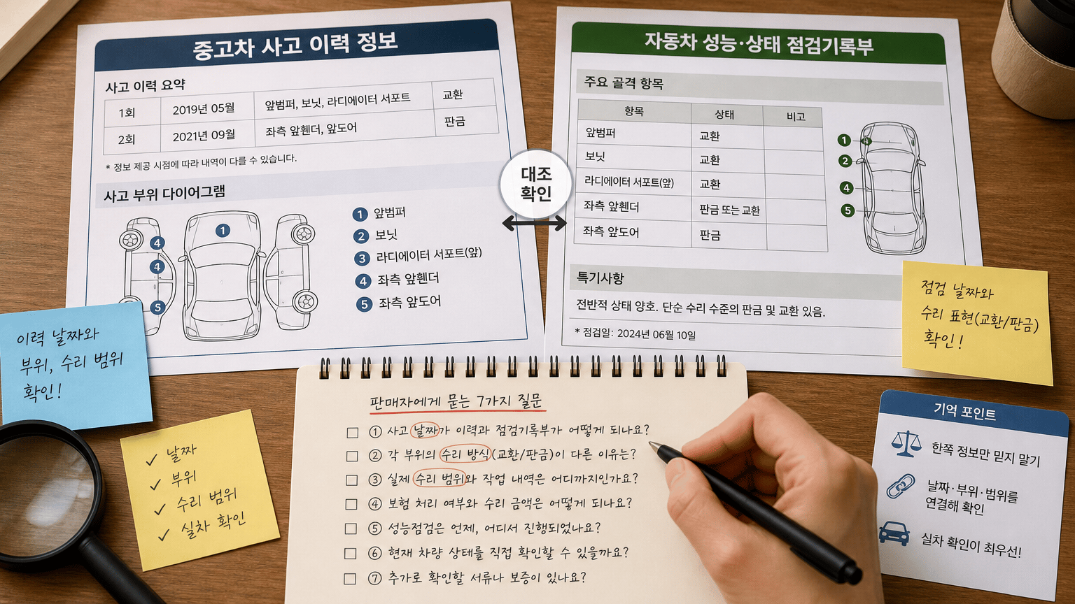 중고차 사고 이력과 성능점검기록부가 다를 때 묻는 7가지 질문