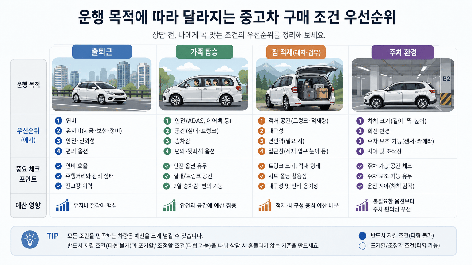 중고차 구매 상담 전, 꼭 살 조건과 포기할 조건 정리법
