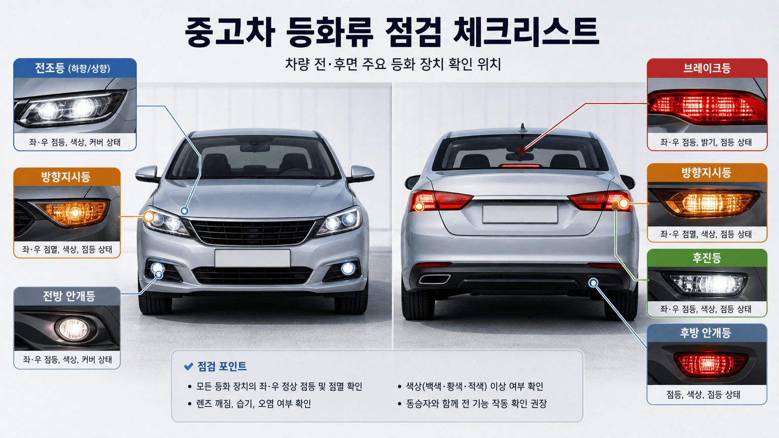 중고차 타이어, 브레이크, 등화류 구매 전 안전 점검 체크리스트